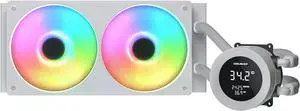 Cougar Poseidon Vistek 240 ARGB Liquid CPU Cooler 243 mm AIO Water Cooler with 1.9-inch Display, PWM ARGB Fans, UTTERIGHT Radiator Fins, AMD AM5 & Intel LGA1851 Support, White Cougar Poseidon Vistek 240 ARGB Liquid CPU Cooler 243 mm AIO Water Cooler with 1.9-inch Display, PWM ARGB Fans, UTTERIGHT Radiator Fins, AMD AM5 & Intel LGA1851 Support, White