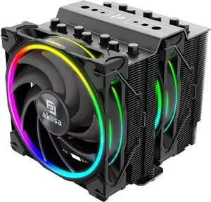 Akasa SOHO H7, Premium Dual Tower 7-Heatpipe CPU Cooler with Addressable RGB, 250W TDP, 120mm PWM Fan, Supports Intel LGA 1700/1200/115X/20XX AMD AM5/AM4, AK-CC4026HP01 Akasa SOHO H7, Premium Dual Tower 7-Heatpipe CPU Cooler with Addressable RGB, 250W TDP, 120mm PWM Fan, Supports Intel LGA 1700/1200/115X/20XX AMD AM5/AM4, AK-CC4026HP01