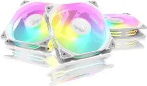 ASUS TUF Gaming TR120 120mm ARGB White Fan Triple Pack 28mm Fan Frame, 3.3mm H2O high Static Pressure, 77.4 CFM Airflow, Double-Layer LED Array, Flexible Side Pattern, Aura sync, PWM Fan Control ASUS TUF Gaming TR120 120mm ARGB White Fan Triple Pack 28mm Fan Frame, 3.3mm H2O high Static Pressure, 77.4 CFM Airflow, Double-Layer LED Array, Flexible Side Pattern, Aura sync, PWM Fan Control