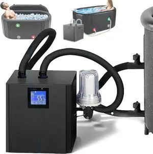 Ice Bath Water Chiller for Tubs,1/3 HP Cold Plunge Chiller with External Filter & Pump, Insulated Hoses,Remote Control Water Colder Recovery for Athletes Recovery SinglePump Ice Bath Water Chiller for Tubs,1/3 HP Cold Plunge Chiller with External Filter & Pump, Insulated Hoses,Remote Control Water Colder Recovery for Athletes Recovery SinglePump