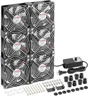 Wathai 120mm x 6 Small Box Computer Fan with AC Plug Dual Ball with Variable Speed Controller for Server Rack, Greenhouse, Basement, Window Exhaust Cooling Ventilation Wathai 120mm x 6 Small Box Computer Fan with AC Plug Dual Ball with Variable Speed Controller for Server Rack, Greenhouse, Basement, Window Exhaust Cooling Ventilation