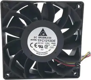 120mm High Speed Fan Compatible For Delta 1212DE 12038 12V 3.9A PWM | 250 CFM ASIC Miner Cooling, 5500 RPM Dual Ball Bearing(4 wires) 120mm High Speed Fan Compatible For Delta 1212DE 12038 12V 3.9A PWM | 250 CFM ASIC Miner Cooling, 5500 RPM Dual Ball Bearing(4 wires)