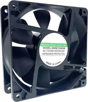 1pcs 120mm AC Axial Fan 126CFM High Airflow, 3000RPM, 120V 220V 230V, for Industrial Cabinet Cooling Ventilation, Model SXDE12038MB 1pcs 120mm AC Axial Fan 126CFM High Airflow, 3000RPM, 120V 220V 230V, for Industrial Cabinet Cooling Ventilation, Model SXDE12038MB
