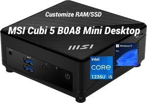MSI Cubi Mini PC Desktop, Intel 10-Core i5-1235U, Customized 8GB-32GB RAM, 256GB-1TB SSD, Support 2-Display 4K, Thunderbolt 4, HDMI, DisplayPort, Wi-Fi 6, Windows 11 Pro for Work Professional Business MSI Cubi Mini PC Desktop, Intel 10-Core i5-1235U, Customized 8GB-32GB RAM, 256GB-1TB SSD, Support 2-Display 4K, Thunderbolt 4, HDMI, DisplayPort, Wi-Fi 6, Windows 11 Pro for Work Professional Business