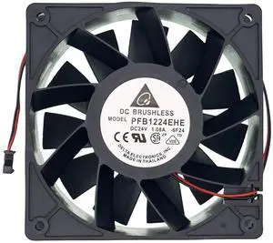for Delta PFB1224EHE-6F24 Cooling Fan, 24V 1.08A 21.6W 4000RPM 181.27CFM 120X120X38MM 2-Wire Inverter Fan for Delta PFB1224EHE-6F24 Cooling Fan, 24V 1.08A 21.6W 4000RPM 181.27CFM 120X120X38MM 2-Wire Inverter Fan