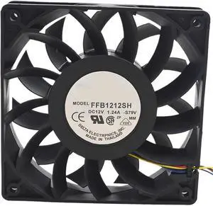for FFB1212SH 12V 1.24A 14.8W 3700RPM 12cm 12025 120x120x25mm Double Ball Bearing Cooling Fan for FFB1212SH 12V 1.24A 14.8W 3700RPM 12cm 12025 120x120x25mm Double Ball Bearing Cooling Fan