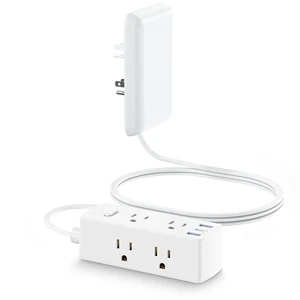 Flat Extension Cord with Outlet Cover, Flat Plug Power Strip with 6 Outlets and 3 USB Ports, 8 FT Cord Hidden Outlet Extender for Tight Spaces Flat Extension Cord with Outlet Cover, Flat Plug Power Strip with 6 Outlets and 3 USB Ports, 8 FT Cord Hidden Outlet Extender for Tight Spaces