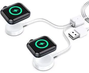 Dual Charger for Apple Watch Charger, 4.9FT Double iWatch Charger 2 in 1 Magnetic Wireless Portable Charger Cable for Apple Watch Series 11/10/9/8/7/6/SE/SE2/Ultra/5/4/3/2-White Dual Charger for Apple Watch Charger, 4.9FT Double iWatch Charger 2 in 1 Magnetic Wireless Portable Charger Cable for Apple Watch Series 11/10/9/8/7/6/SE/SE2/Ultra/5/4/3/2-White