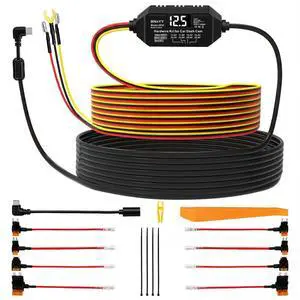 USB-C Hardwire Kit for Dash Cam with Acc Detection, 4-Level Adjustable Low Voltage Protection & Automatic LED Voltmeter, 3-Lead Power Cable for Dash Camera Parking Mode & Continuous Recording USB-C Hardwire Kit for Dash Cam with Acc Detection, 4-Level Adjustable Low Voltage Protection & Automatic LED Voltmeter, 3-Lead Power Cable for Dash Camera Parking Mode & Continuous Recording