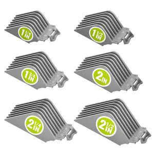 Clipper Guards 1.25", 1.5", 1.75", 2", 2.25" & 2.5" Compatible with Most Wahl Clippers, Extra Long Professional Hair Clipper Combs Guides 10 12 14 16 18 20, Gray Clipper Guards 1.25", 1.5", 1.75", 2", 2.25" & 2.5" Compatible with Most Wahl Clippers, Extra Long Professional Hair Clipper Combs Guides 10 12 14 16 18 20, Gray