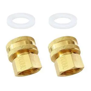 ViewSonic 2 Pcs 3/4 GHT (F) to 1/2 NPT (F) Solid Brass Garden Hose Fittings Connectors Adapter Heavy Duty Brass Repair Double Female Water Hose Connector ViewSonic 2 Pcs 3/4 GHT (F) to 1/2 NPT (F) Solid Brass Garden Hose Fittings Connectors Adapter Heavy Duty Brass Repair Double Female Water Hose Connector