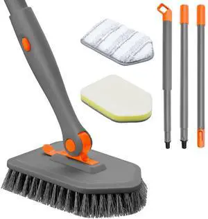ViewSonic Shower Scrubber with Long Handle, 3 in 1 Tile Tub Scrubber Brush with 3 Detachable Cleaning Heads Adjustable Handle Shower Cleaner Brush for Bathroom, Kitchen, Toilet, Wall ViewSonic Shower Scrubber with Long Handle, 3 in 1 Tile Tub Scrubber Brush with 3 Detachable Cleaning Heads Adjustable Handle Shower Cleaner Brush for Bathroom, Kitchen, Toilet, Wall