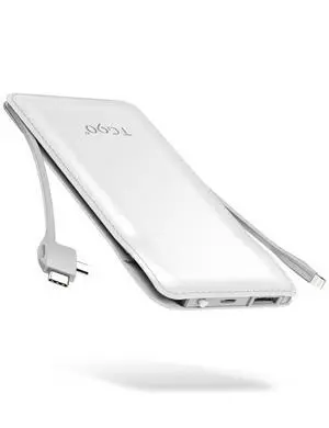 ViewSonic° 10000mAh Slim Portable Charger with Built in Cable,White | Pocket Size,Mini Power Bank, Travel External Battery Pack for Phone, 4 Output, USB-C Cord, Compatible with iPhone, Samsung ViewSonic° 10000mAh Slim Portable Charger with Built in Cable,White | Pocket Size,Mini Power Bank, Travel External Battery Pack for Phone, 4 Output, USB-C Cord, Compatible with iPhone, Samsung