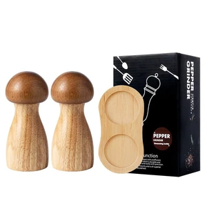 Wood Pepper Grinder Set,Acacia Wood Pepper Mill Set,Mushroom Manual Salt and Pepper Mills, Refillable Spice Tools,Seasoning Mill Adjustable Coarseness Fine to Coarse (Mushroom Set) Wood Pepper Grinder Set,Acacia Wood Pepper Mill Set,Mushroom Manual Salt and Pepper Mills, Refillable Spice Tools,Seasoning Mill Adjustable Coarseness Fine to Coarse (Mushroom Set)
