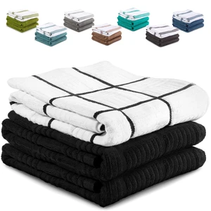 ViewSonic 100% Cotton Dish Towels - 3-Pack, 15x25 Highly Absorbent Kitchen Towels, Soft and Durable Tea Towels, Dish Cloths for Baking, Washing, Cleaning & Drying - 3 Square - Black ViewSonic 100% Cotton Dish Towels - 3-Pack, 15x25 Highly Absorbent Kitchen Towels, Soft and Durable Tea Towels, Dish Cloths for Baking, Washing, Cleaning & Drying - 3 Square - Black