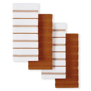ViewSonic Albany Kitchen Towel 4-Pack Set, Honey Orange/White, 16"x26" ViewSonic Albany Kitchen Towel 4-Pack Set, Honey Orange/White, 16"x26"
