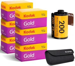 Kodak Gold 200 35mm Film Roll 24 Exp 6 Rolls with Sturdy Tiger Storage Case Kodak Gold 200 35mm Film Roll 24 Exp 6 Rolls with Sturdy Tiger Storage Case