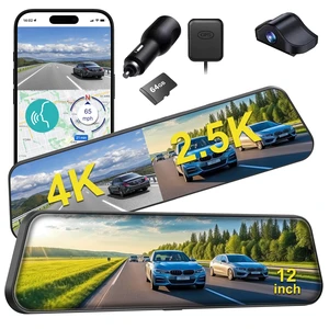 12'' 4K Rear View Mirror Camera,4K+2.5k Front and Rear Mirror Dash Cam,ADAS BSD LCA Smart Rearview Mirror for Cars,App WiFi,Night Vision, Parking Monitor, 64GB Card & GPS Digital View Mirror Dashcam 12'' 4K Rear View Mirror Camera,4K+2.5k Front and Rear Mirror Dash Cam,ADAS BSD LCA Smart Rearview Mirror for Cars,App WiFi,Night Vision, Parking Monitor, 64GB Card & GPS Digital View Mirror Dashcam