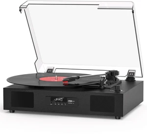 Vinyl Record Player with Built-in Speakers, Vinyl to USB Recording, Black Bluetooth AUX Input, Belt Drive 3 Speeds Turntables for 7/10/12" Vinyl Records, Auto Stop, Portable Vintage LP Player Vinyl Record Player with Built-in Speakers, Vinyl to USB Recording, Black Bluetooth AUX Input, Belt Drive 3 Speeds Turntables for 7/10/12" Vinyl Records, Auto Stop, Portable Vintage LP Player