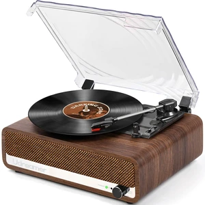Vinyl Record Player with Speakers, 3 Speed Turntable with Mirror, Walnut Latest Bluetooth 5.3, Aux Input, Headphone Jack, RCA Output, Auto Stop Vinyl Record Player with Speakers, 3 Speed Turntable with Mirror, Walnut Latest Bluetooth 5.3, Aux Input, Headphone Jack, RCA Output, Auto Stop