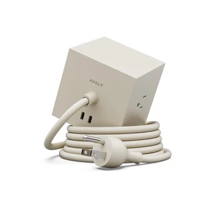 Square 1 Nomad Sand Power Strip Cube, 5.9ft, 3 Outlets, 2 USB-C Nomad Sand magnetic power cube, fast USB-C 30W charging; ideal for bedside tables and living rooms Square 1 Nomad Sand Power Strip Cube, 5.9ft, 3 Outlets, 2 USB-C Nomad Sand magnetic power cube, fast USB-C 30W charging; ideal for bedside tables and living rooms