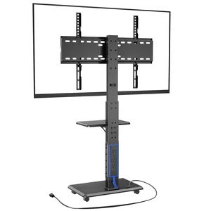 Rolling TV Stand with Power Outlet for 32-75" TV, Max Load 110 lbs Mobile TV cart with 18 height adjustments, ±30° swivel, media shelf and Max VESA 600×400mm for living room office and outdoor Rolling TV Stand with Power Outlet for 32-75" TV, Max Load 110 lbs Mobile TV cart with 18 height adjustments, ±30° swivel, media shelf and Max VESA 600×400mm for living room office and outdoor