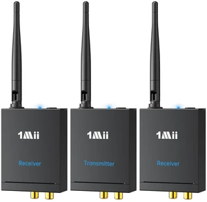 2.4GHz (1 TX + 2 RX) Wireless Audio Transmitter and Receiver Set 20ms Ultra Low Delay with RCA In/Out, 320FT Long Range for TV PC CD Player Powered Speaker, 2 Receivers for 2 Powered Speaker 2.4GHz (1 TX + 2 RX) Wireless Audio Transmitter and Receiver Set 20ms Ultra Low Delay with RCA In/Out, 320FT Long Range for TV PC CD Player Powered Speaker, 2 Receivers for 2 Powered Speaker