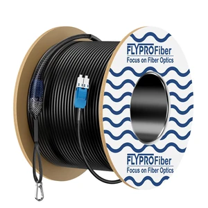 Outdoor Single Mode LC to LC Fiber Patch Cable 50M/164ft Armored, OD-5mm, OS2 9/125m SMF, Duplex, 10G/40G/100G, Industrial TPU Uniboot with Pulling Eye on One End, Direct Burial Outdoor Single Mode LC to LC Fiber Patch Cable 50M/164ft Armored, OD-5mm, OS2 9/125m SMF, Duplex, 10G/40G/100G, Industrial TPU Uniboot with Pulling Eye on One End, Direct Burial