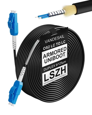 Uniboot Armored Single Mode Fiber Patch Cable LC to LC OS2 75M/246FT Outdoor 10G Duplex Fiber Jumper Optical Cable UPC Connectors SMF for SFP, FTTH, Data Center, LAN LSZH 9/125m Black Uniboot Armored Single Mode Fiber Patch Cable LC to LC OS2 75M/246FT Outdoor 10G Duplex Fiber Jumper Optical Cable UPC Connectors SMF for SFP, FTTH, Data Center, LAN LSZH 9/125m Black