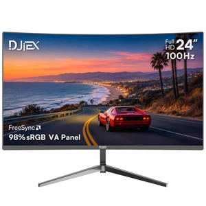 24 Inch Curved Monitor, FHD 1080P 100Hz VA Computer Display for PC 3000R VA Screen, 4000:1 Contrast, 98% sRGB, HDR10, FreeSync, HDMI VGA, VESA 75x75mm, Low Blue Light for Office, Study, Home 24 Inch Curved Monitor, FHD 1080P 100Hz VA Computer Display for PC 3000R VA Screen, 4000:1 Contrast, 98% sRGB, HDR10, FreeSync, HDMI VGA, VESA 75x75mm, Low Blue Light for Office, Study, Home