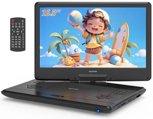 16.5" Portable DVD Player with 14.1" Large HD Swivel Screen, 6 Hours Rechargeable Battery, DVD Player Portable Support MP4, MKV Video & USB/SD Card/Sync TV, High Volume Speaker, All Regions 16.5" Portable DVD Player with 14.1" Large HD Swivel Screen, 6 Hours Rechargeable Battery, DVD Player Portable Support MP4, MKV Video & USB/SD Card/Sync TV, High Volume Speaker, All Regions