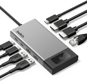 USB-C Hub 8 in 1 100W Dual Display for Windows 4K@60Hz resolution, ethernet port, mirrored display support for macOS, compatible with Chromebook, travel-friendly USB-C Hub 8 in 1 100W Dual Display for Windows 4K@60Hz resolution, ethernet port, mirrored display support for macOS, compatible with Chromebook, travel-friendly