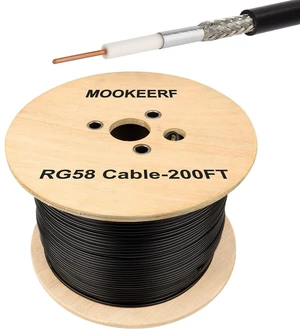 RG58 Coaxial Cable - 200ft Low Loss 50 Ohm Coax for WiFi/Router Signal Booster Amplifier Extension RG58 Coaxial Cable - 200ft Low Loss 50 Ohm Coax for WiFi/Router Signal Booster Amplifier Extension