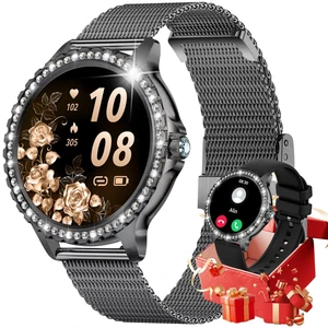 Smart Watch for Women Diamond, Bluetooth Calls, 1.32-inch HD Screen Round Fitness Tracker with Menstrual Cycle/Sleep/Heart Rate Monitor, 100+ Sports Mode, Android/iOS Phone, Black Smart Watch for Women Diamond, Bluetooth Calls, 1.32-inch HD Screen Round Fitness Tracker with Menstrual Cycle/Sleep/Heart Rate Monitor, 100+ Sports Mode, Android/iOS Phone, Black