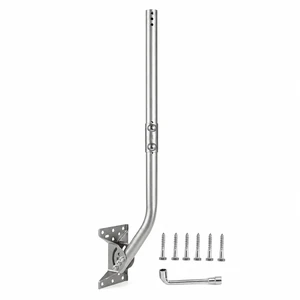 Antenna Mount J-Pole for Weather Station 1.5x35in 304 Stainless Steel 2mm Bracket with Reversible 180° Pivot Lock for Walls, Eaves or Roofs, Hardware Included, Supports Starlink, Adapter Required Antenna Mount J-Pole for Weather Station 1.5x35in 304 Stainless Steel 2mm Bracket with Reversible 180° Pivot Lock for Walls, Eaves or Roofs, Hardware Included, Supports Starlink, Adapter Required