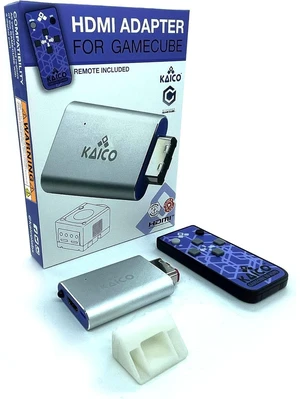 Gamecube HDMI Adapter for Nintendo Gamecube DOL-001 with GCVideo Uses GCVideo with 2x line doubling, scanline options, pure digital output, remote control, and no external power Gamecube HDMI Adapter for Nintendo Gamecube DOL-001 with GCVideo Uses GCVideo with 2x line doubling, scanline options, pure digital output, remote control, and no external power