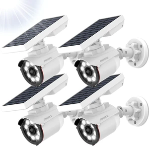 Solar Powered Outdoor Wireless Simulated Cameras Fake Camera, 4Pack Wire Free Motion Sensor Brightest Floodlights Spot Lighting Spotlight Defiant Activated Detector Solar Powered Outdoor Wireless Simulated Cameras Fake Camera, 4Pack Wire Free Motion Sensor Brightest Floodlights Spot Lighting Spotlight Defiant Activated Detector