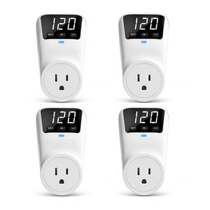 Surge Protector, 1800W Wall Surge Protector for Refrigerator, TV, PC, Home Appliance, Voltage Regulator with LED Display Screen, Adjustable Voltage Protector, 15A, 120V, 4 Pack Surge Protector, 1800W Wall Surge Protector for Refrigerator, TV, PC, Home Appliance, Voltage Regulator with LED Display Screen, Adjustable Voltage Protector, 15A, 120V, 4 Pack
