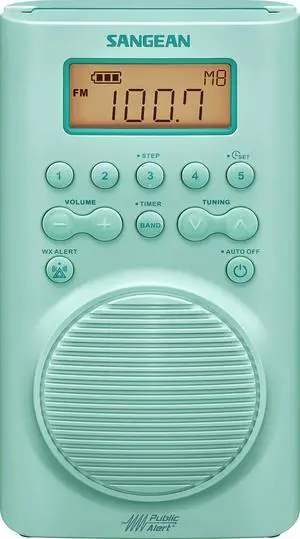 H205TQ Portable AM/FM/Weather Alert Digital Tuning Waterproof Shower Radio, Turquoise H205TQ Portable AM/FM/Weather Alert Digital Tuning Waterproof Shower Radio, Turquoise