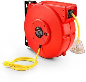 Extension Cord Reel Retractable Longest Industrial 12awg x 80' Foot Commercial Premium Grade Ultra Flexible 3C/SJTOW Glow Strip Cable and Led Light Up Triple Tap Connector Use Indoor/Outdoor Extension Cord Reel Retractable Longest Industrial 12awg x 80' Foot Commercial Premium Grade Ultra Flexible 3C/SJTOW Glow Strip Cable and Led Light Up Triple Tap Connector Use Indoor/Outdoor