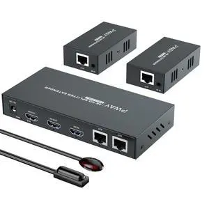 HDMI Extender Splitter1x2 HD 4K @60Hz up to 60m(196ft)-Loop Out-Over CAT5/CAT6/CAT7 Cable HDMI Transmitter and Receiver with IR Power Switch and EDID HDMI Extender Splitter1x2 HD 4K @60Hz up to 60m(196ft)-Loop Out-Over CAT5/CAT6/CAT7 Cable HDMI Transmitter and Receiver with IR Power Switch and EDID