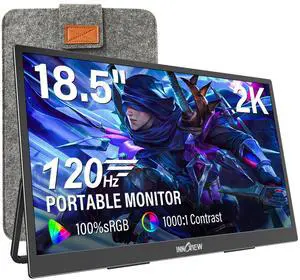 2K Portable Monitor for Laptop 18.5" 2560x1440p QHD 120Hz 100% sRGB USB-C Standard HDMI Gaming Monitor,HDR Travel External Second Screen for Laptop, PC, Game Consoles 2K Portable Monitor for Laptop 18.5" 2560x1440p QHD 120Hz 100% sRGB USB-C Standard HDMI Gaming Monitor,HDR Travel External Second Screen for Laptop, PC, Game Consoles