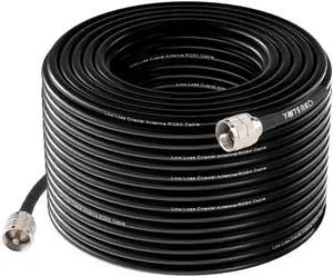 RG8x Coaxial Cable 100ft, UHF PL259 Male to UHF SO239 Female Connector Cable 100 feet, 50 Ohm Antenna Coax Low Loss for CB Ham HF Radio RG8x Coaxial Cable 100ft, UHF PL259 Male to UHF SO239 Female Connector Cable 100 feet, 50 Ohm Antenna Coax Low Loss for CB Ham HF Radio