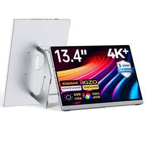 4K Portable Monitor for Laptop, 13.4" IGZO Display with Full-Laminated Tempered Glass 500 Nits, 100% sRGB Portable Laptop Screen with Kickstand & Speakers, USB-C & HDMI Travel Monitor, U13ZC 4K Portable Monitor for Laptop, 13.4" IGZO Display with Full-Laminated Tempered Glass 500 Nits, 100% sRGB Portable Laptop Screen with Kickstand & Speakers, USB-C & HDMI Travel Monitor, U13ZC