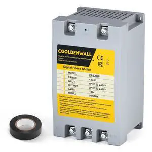Single Phase to 3 Phase Converter 5HP/4KW 15A 220V-240V Input/Output Digital Phase Shifter, 5HP/3.75KW Rated Load, 4HP/3KW Heavy Loads,One Converter for One Motor Single Phase to 3 Phase Converter 5HP/4KW 15A 220V-240V Input/Output Digital Phase Shifter, 5HP/3.75KW Rated Load, 4HP/3KW Heavy Loads,One Converter for One Motor