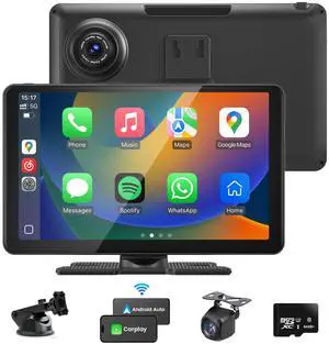 Wireless CarPlay Screen Android Auto for Car, 7" Touch Screen Naivgation Portable Car Stereo CarPlay Bluetooth Mirror Link, Siri, AirPlay, AUX, Voice Assistant (9 Inch + Dual Cameras) Wireless CarPlay Screen Android Auto for Car, 7" Touch Screen Naivgation Portable Car Stereo CarPlay Bluetooth Mirror Link, Siri, AirPlay, AUX, Voice Assistant (9 Inch + Dual Cameras)
