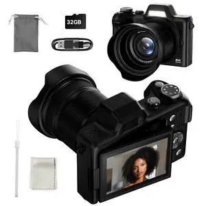 Digital Camera, FHD 4K Digital Point and Shoot Camera with 16X Zoom Anti Shake, 48MP Compact Small Camera with 32GB Card for Boys Girls Kids Digital Camera, FHD 4K Digital Point and Shoot Camera with 16X Zoom Anti Shake, 48MP Compact Small Camera with 32GB Card for Boys Girls Kids