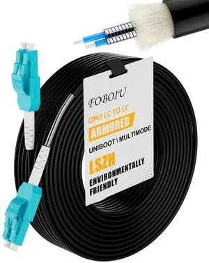 OM3 Outdoor Fiber Optic Cable 75M(250FT), Fiber LC to LC 1pack, Multimode Duplex Armored,Uniboot 10gb 50/125m LSZH for SFP+ Transceivers OM3 Outdoor Fiber Optic Cable 75M(250FT), Fiber LC to LC 1pack, Multimode Duplex Armored,Uniboot 10gb 50/125m LSZH for SFP+ Transceivers