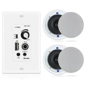 6.5 Inch Bluetooth Ceiling Speakers 320W 2-Way Flush Mount in Wall Amplifier Receiver Suitable for Home Theater Bathroom Living Room Kitchen Office (White, Pair) 6.5 Inch Bluetooth Ceiling Speakers 320W 2-Way Flush Mount in Wall Amplifier Receiver Suitable for Home Theater Bathroom Living Room Kitchen Office (White, Pair)