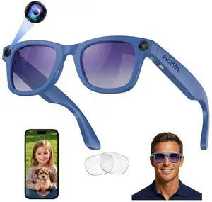 2026 AI Smart Glasses with Camera, 8MP HD Lens 1080P Video Recording Glasses, ChatGPT AI Assistant Real-Time Translation Open-Ear Audio Camera Glasses for Men Women Vlog Travel Work Meetings 2026 AI Smart Glasses with Camera, 8MP HD Lens 1080P Video Recording Glasses, ChatGPT AI Assistant Real-Time Translation Open-Ear Audio Camera Glasses for Men Women Vlog Travel Work Meetings